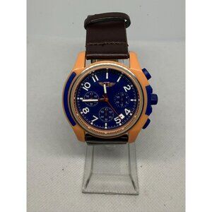 Invicta Mens Analog Watch With Orange Case & Brown Leather Band